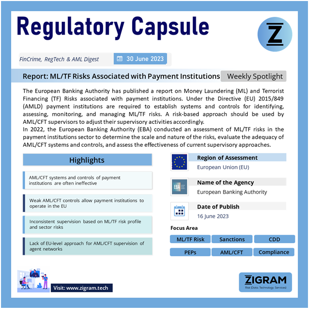 Report:ML/TF Risks Associated With Payment Institutions