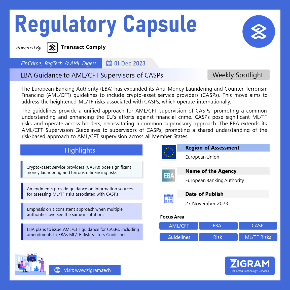 EBA issues guidance to AML/CFT supervisors of CASPs