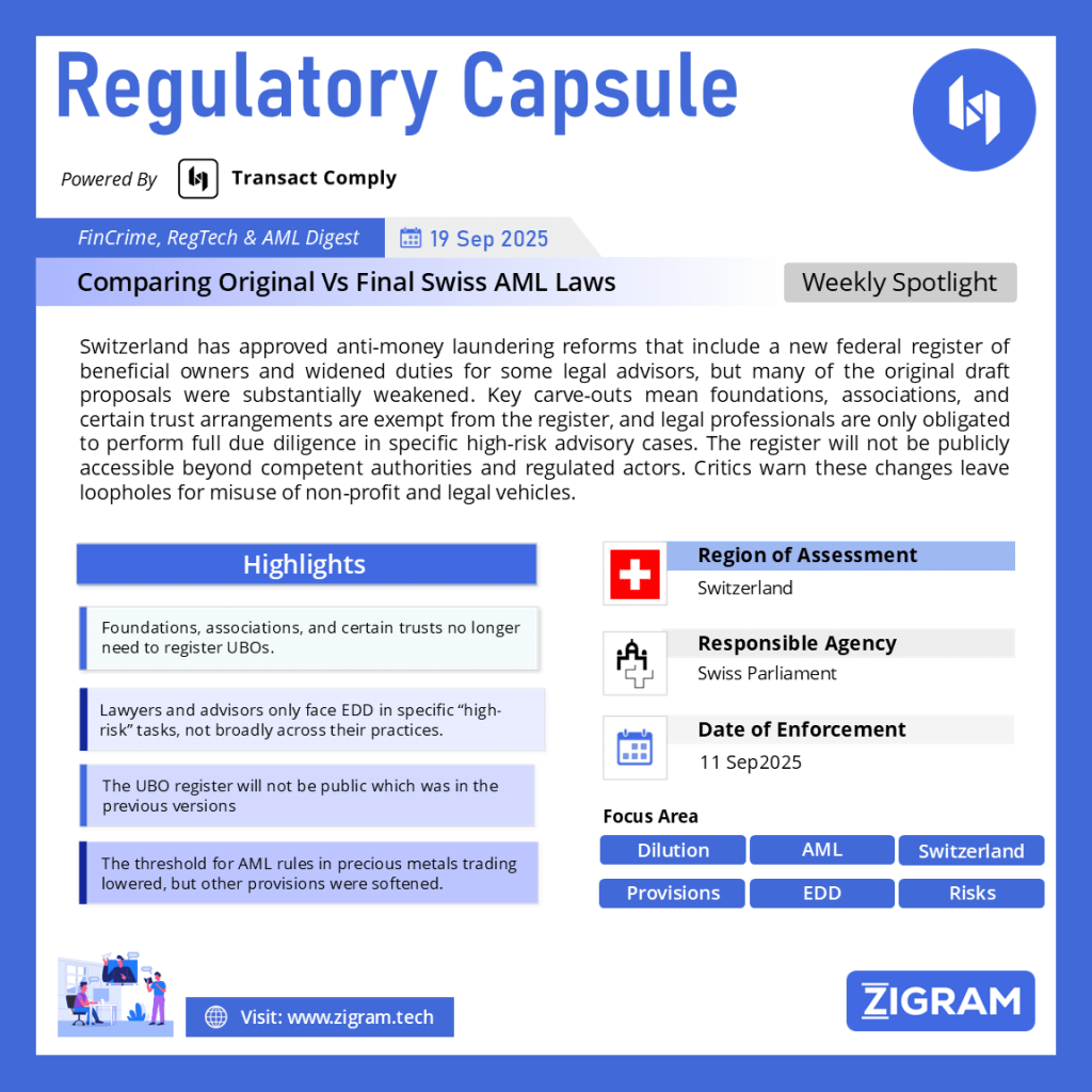 Comparing Swiss AML Original Vs Watered-down Version
